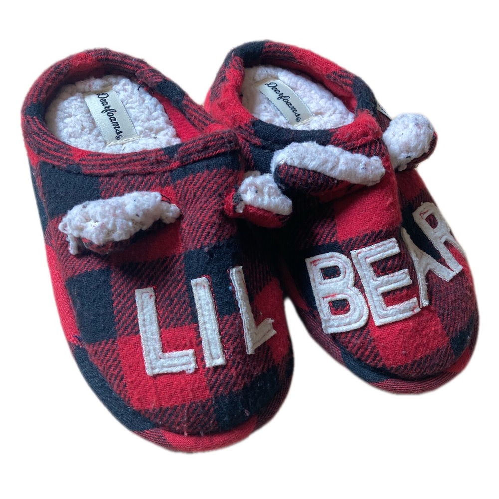 NWOT Dearfoams Lil Bear Slippers 9-10 9C 10C Kids Slipper